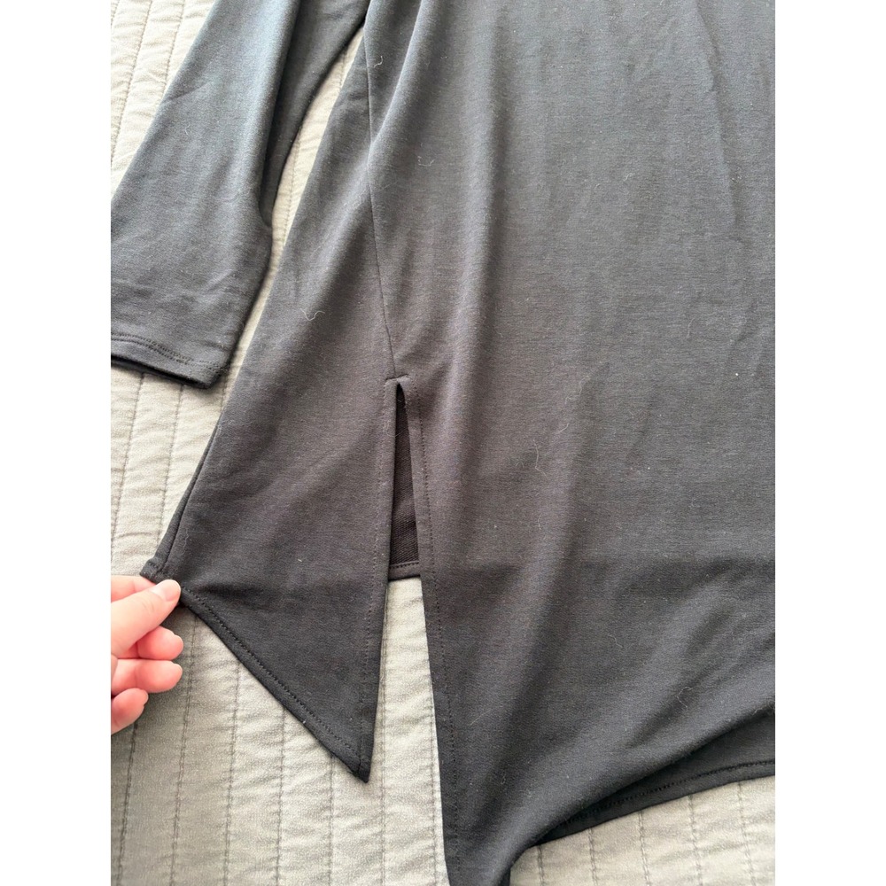 Pure Jill Luxe Tencel Asymmetrical Sharkbite Tunic Top Black Womens Medium - Picture 5 of 8